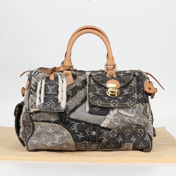 LOUIS VUITTON Monogram Denim Patchwork Speedy 30 Bag Gray M95381 LV Auth ki5785M - Picture 2 of 15